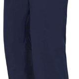 Descente Crown Insulated Pant 2024 - Dark blue insulated ski pants with a zippered pocket on the right thigh and two brown buttons at the waistband.