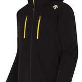 Descente Josh Insulated Jacket 2023 - A black jacket with yellow zipper pulls and a white logo on the right shoulder.