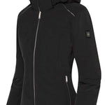 Descente Women's Maisie Insulated Jacket 2024 - A black insulated jacket with a high collar and zippered pockets.