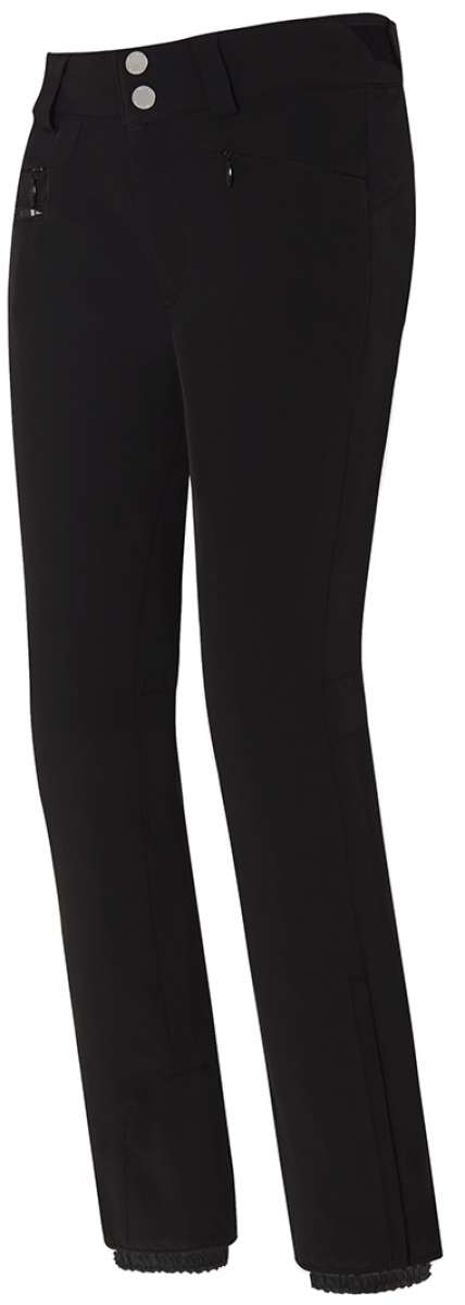 Descente Women's Nina Insulated Pant 2023 - Black insulated ski pants with two silver buttons on the waistband.