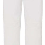 Descente Women's Nina Insulated Pant 2023 - White snow pants with a black stripe on the side of one leg.