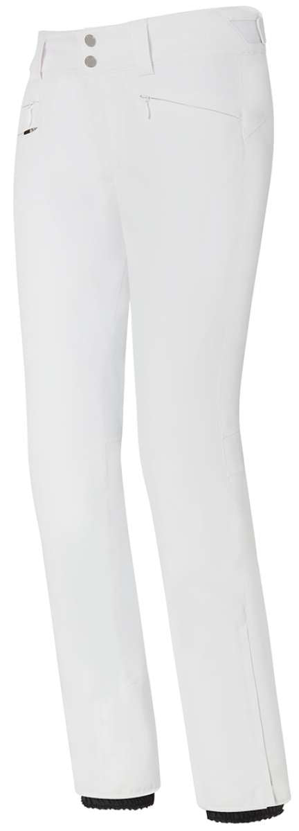 Descente Women's Nina Insulated Pant 2023 - White snow pants with two gray buttons on the waistband.