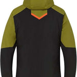 Descente Nick Insulated Jacket 2024 - A black jacket with green shoulders and orange accents on the back collar.