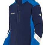 Descente Reign Insulated Jacket 2024 - A navy blue jacket with a white logo on the left chest and a white stripe down the right sleeve.