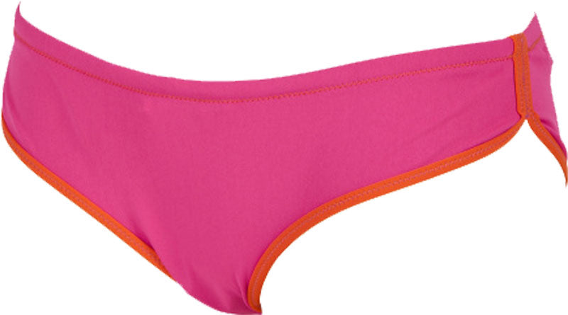 Arena Ladies' Directus Racer Bikini Bottom Swimsuit - A pink swimsuit with a darker pink stripe on the side and a small logo on the hip.