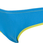 Arena Ladies' Directus Racer Bikini Bottom Swimsuit - A bright blue swimsuit with yellow trim and stitching.