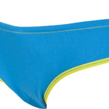 Arena Ladies' Directus Racer Bikini Bottom Swimsuit - A bright blue swimsuit with yellow trim and stitching.