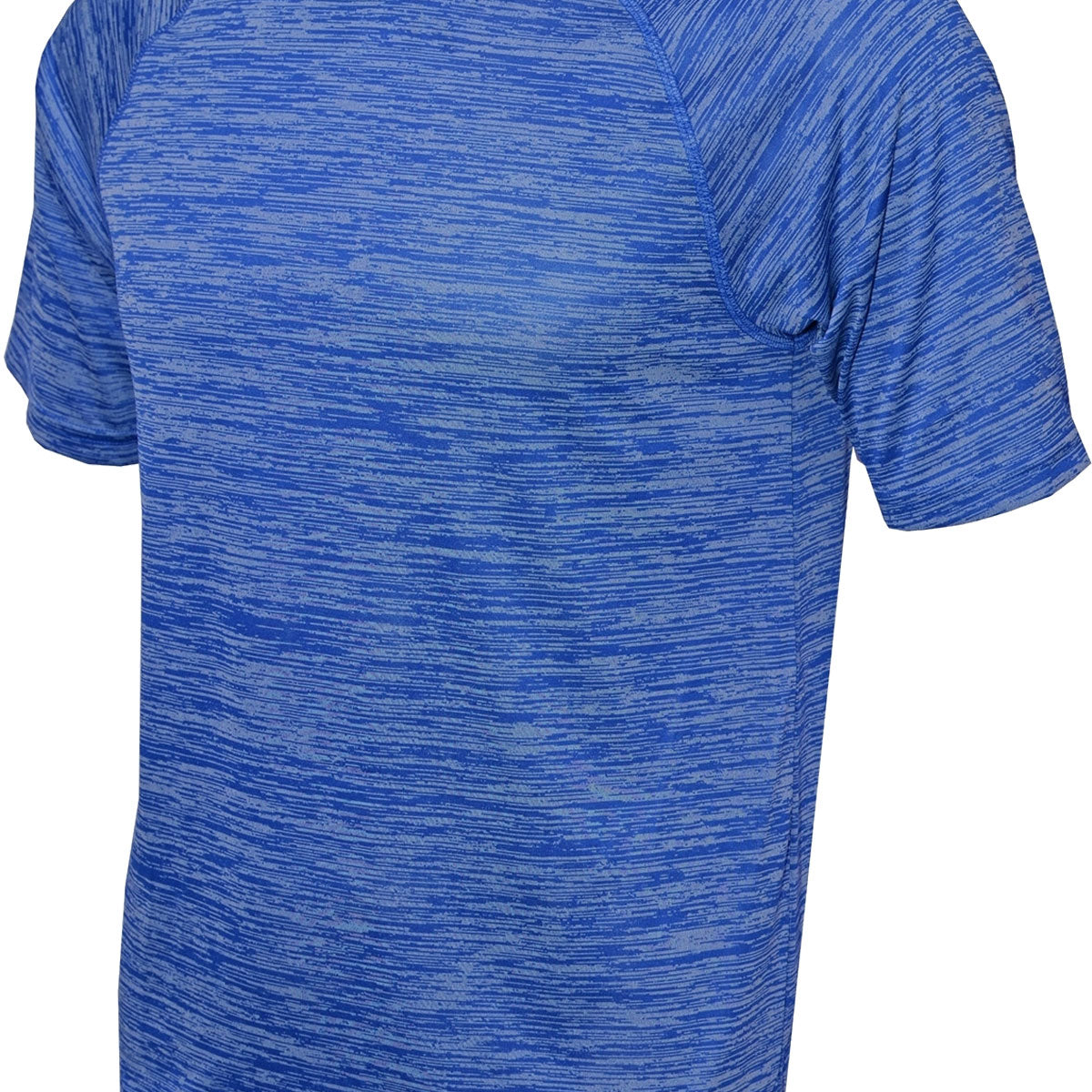 BAW Athletic Wear Boy's Dry-Tek Short Sleeve T-Shirt - A blue and white striped short-sleeved t-shirt with a crew neck.