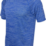 BAW Athletic Wear Boy's Dry-Tek Short Sleeve T-Shirt - A blue and white striped short-sleeved t-shirt with a crew neck.