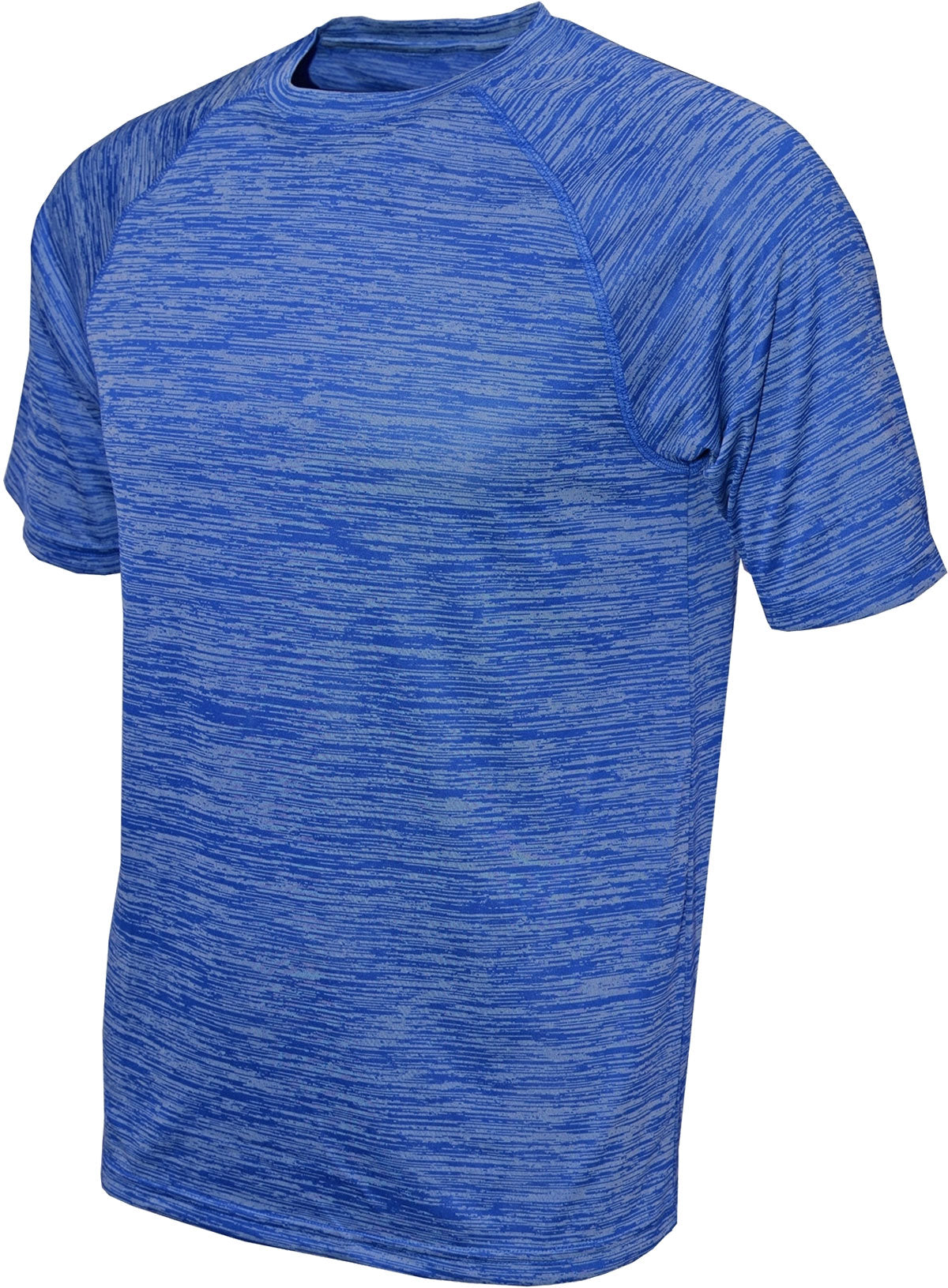 BAW Athletic Wear Boy's Dry-Tek Short Sleeve T-Shirt - A blue and white striped short-sleeved t-shirt with a crew neck.