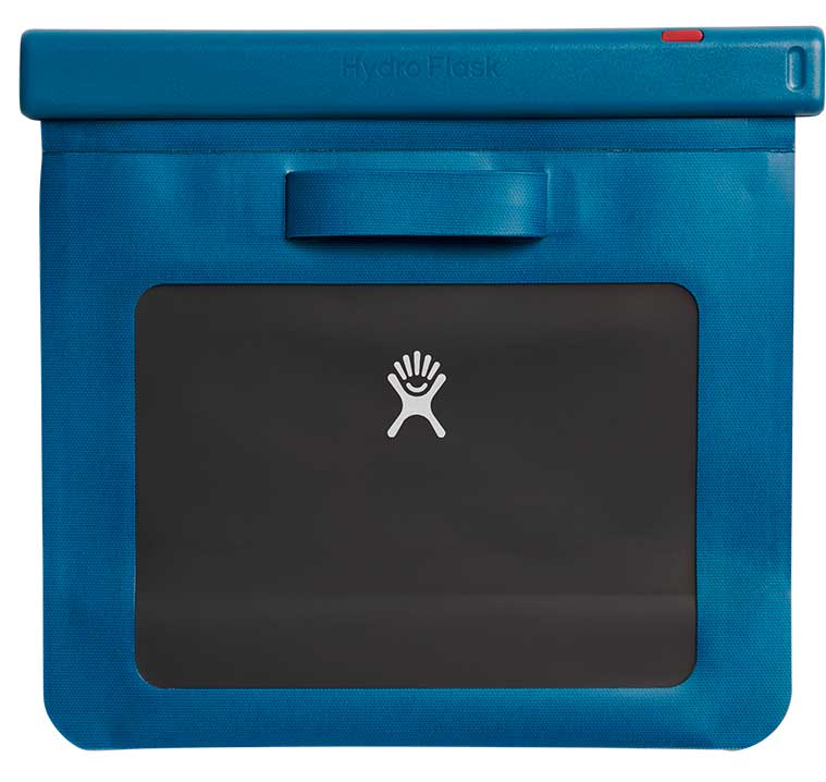 Hydro Flask - Medium dry storage bag with a gray interior, zippered closure, and red pull tab.