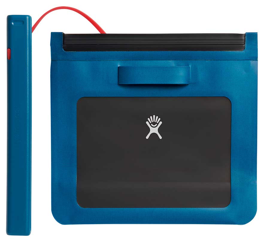 Hydro Flask - Medium dry storage bag with a gray front panel, black back panel, and red zipper pull.