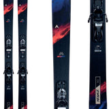 Dynastar Menace 90 - Black skis with red and blue diagonal stripes, featuring a white triangle logo at top center.