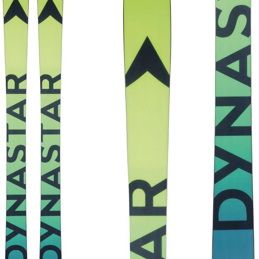 Dynastar M-Pro 99 Skis 2023 - A pair of skis with a light green top sheet and black lettering that reads "M-Pro 99".