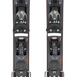 Dynastar - Speed 4x4 563 SPX 12 2022-2023 skis with a black base and orange accents on the tops of the bindings.