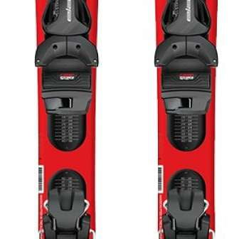Elan Junior's Formula System Ski With EL 4.5 GW Ski Bindings - A pair of red skis with white lettering and black bindings.