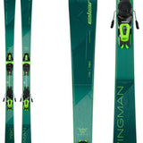 Elan Wingman 78 C PS System Ski With EL 10.0 Ski Bindings - A pair of skis with a green base and black bindings, featuring the brand name "elan" in yellow on top.