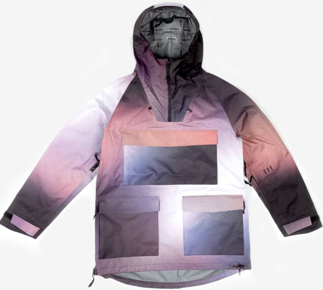 Endeavor 3L Patrol Cargo Anorak - A black, grey, and white anorak with a hood and zippered pockets.