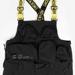 Endeavor 3L Shelter Removable Bib Pants 2024 - Black bib pants with zippered leg pockets and adjustable suspenders.