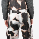 Endeavor 3L Shelter Removable Bib Pants 2024 - Black bib pants with white and brown abstract pattern on front, back, and legs.