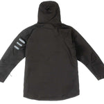 Endeavor 3L Shelter Shell Jacket 2023 - A black jacket with three reflective stripes on the left sleeve.