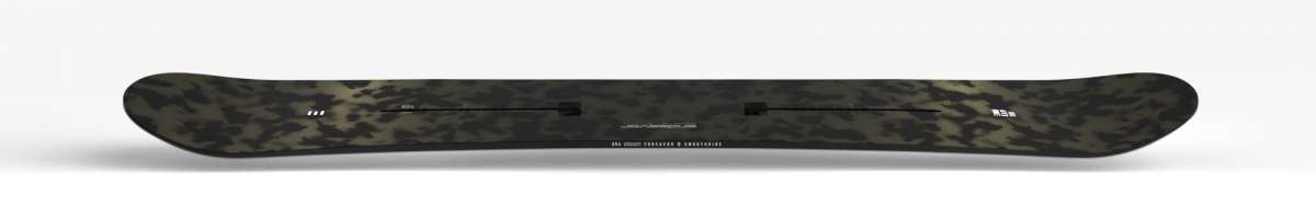 Endeavor Live Snowboard 2024 - A black snowboard with a subtle white pattern of lines and shapes.