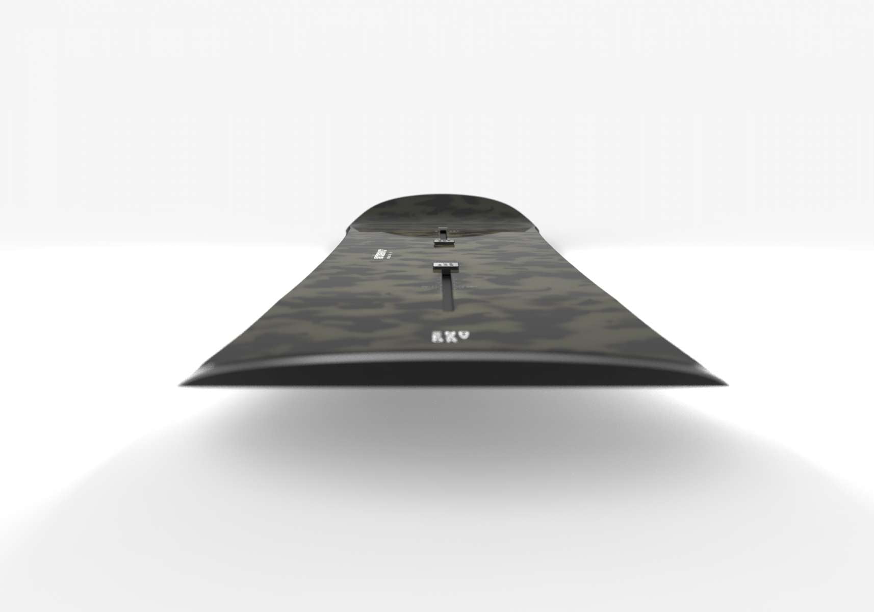 Endeavor Live Snowboard 2024 - A black snowboard with a subtle white pattern of wavy lines and geometric shapes.