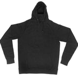 Endeavor Ops Riding Hoodie Organic Cotton 2023 - A black hoodie with a kangaroo pocket and drawstring hood, laid flat on a solid background.