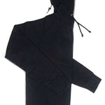 Endeavor Ops Riding Hoodie Organic Cotton 2023 - A black hoodie with a drawstring hood and two zippered pockets on the front.