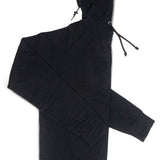 Endeavor Ops Riding Hoodie Organic Cotton 2023 - A black hoodie with a drawstring hood and two zippered pockets on the front.