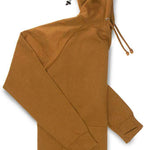 Endeavor Ops Riding Hoodie Organic Cotton 2023 - A tan hoodie with a drawstring hood and two zippered pockets on the front.