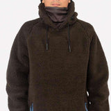Endeavor OPS Riding Hoodie Sherpa - A brown fleece hoodie with a sherpa texture and blue drawstrings.