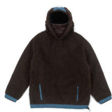 Endeavor OPS Riding Hoodie Sherpa - A brown fleece hoodie with a blue zipper and drawstring, featuring a sherpa texture on the front and back.