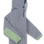 Endeavor OPS Riding Hoodie Sherpa - A gray hoodie with a sherpa texture and green accents on the hood, cuffs, and hem.