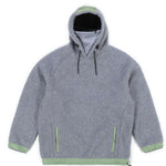 Endeavor OPS Riding Hoodie Sherpa - A gray hoodie with a sherpa texture and green accents on the hood, cuffs, and pockets.