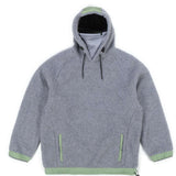 Endeavor OPS Riding Hoodie Sherpa - A gray hoodie with a sherpa texture and green accents on the hood, cuffs, and pockets.