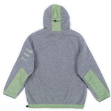 Endeavor OPS Riding Hoodie Sherpa - A gray hoodie with a sherpa fleece texture and green accents on the hood, cuffs, and chest.