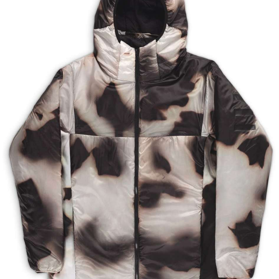 Endeavor Shelter Insulated Jacket - A black insulated jacket with a high collar and zippered pockets, laid flat on a solid background.