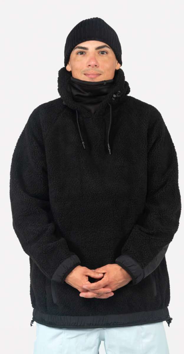 Endeavor Sherpa Riding Hoodie - A black fleece hoodie with a sherpa lining and drawstring hood.