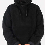 Endeavor Sherpa Riding Hoodie - A black fleece hoodie with a sherpa lining and drawstring hood.