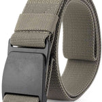 Endeavor Surplus Belt 2023 - A black belt with a silver buckle and metal rivets on either side of the buckle.