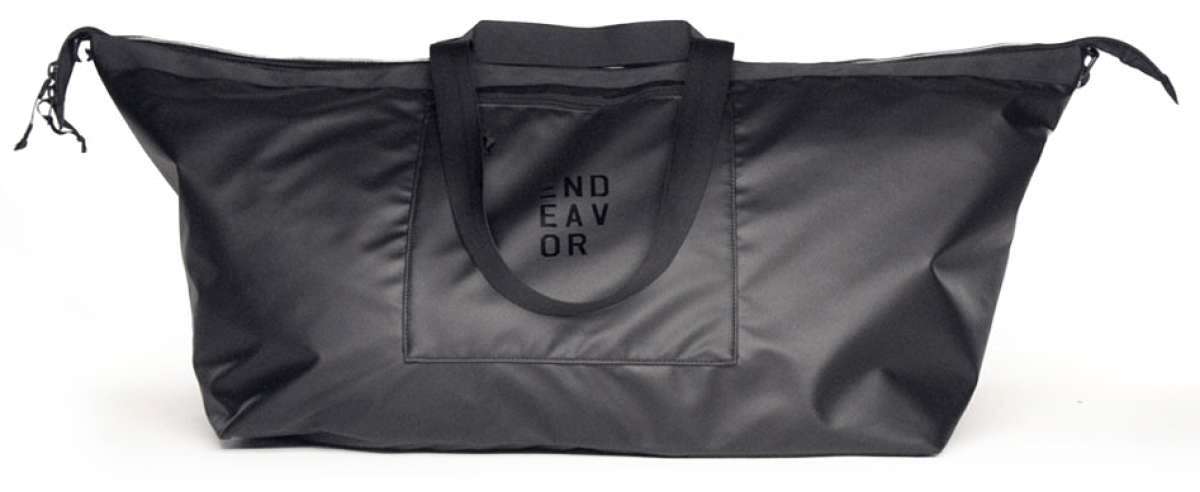 Endeavor Surplus Cargo Bag 2024 - Black nylon bag with zippered top and two black shoulder straps.