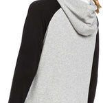 Roxy Women's Liberty Pullover Technical Hoodie 2020 - A heathered grey hoodie with a black hood and cuffs.