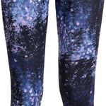 Roxy Women's Daybreak Technical Baselayer Leggings 2020 - A pair of black leggings with a subtle pink pattern and white speckles.