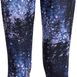 Roxy Women's Daybreak Technical Baselayer Leggings 2020 - A pair of black leggings with a subtle pink pattern and white speckles.