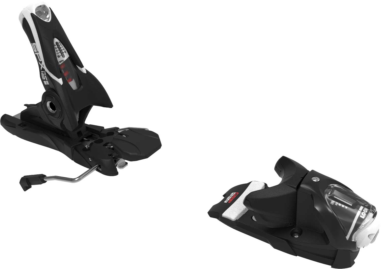 Look SPX 12 GW Ski Bindings 2022-2023 - Black ski bindings with silver hardware and red accents.