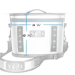Yeti Hopper Flip 18 Personal Cooler - A white cooler with a zippered top and two gray handles on either side, featuring the word "YETI" in gray letters on the front.