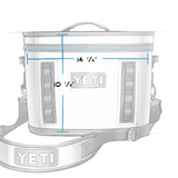 Yeti Hopper Flip 18 Personal Cooler - A white cooler with a zippered top and two gray handles on either side, featuring the word "YETI" in gray letters on the front.