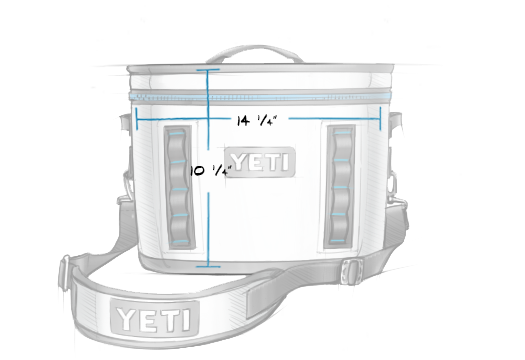 Yeti Hopper Flip 18 Personal Cooler - A white cooler with a zippered top and two gray handles on either side, featuring the word "YETI" in gray letters on the front.