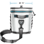 Yeti Hopper Flip 18 Personal Cooler - A white cooler with a black lid and handle, featuring a blue zipper and a small logo on the front.